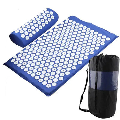 an inflatable mat with a bag next to it