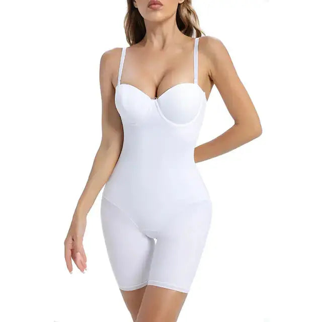 a woman in a white bodysuit