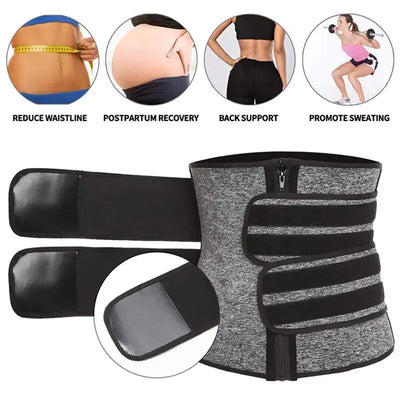 a woman's waist trainer with a 3 snap belts attached to it